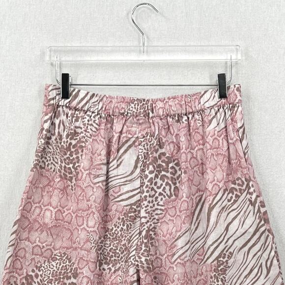 JOHNNY WAS Jayla Linen Animal Print Short Womens Medium High Rise Pull On Pleat - Picture 7 of 16